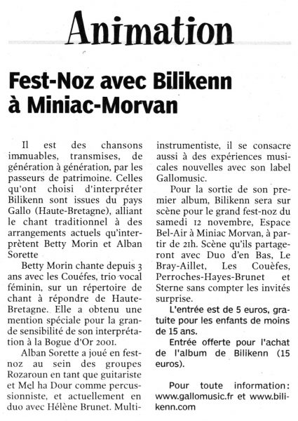 Le Pays Malouin, fest-noz de Bilikenn, novembre 2005