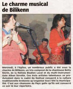 Le Pays malouin, le charme musical de Bilikenn, juillet 2007